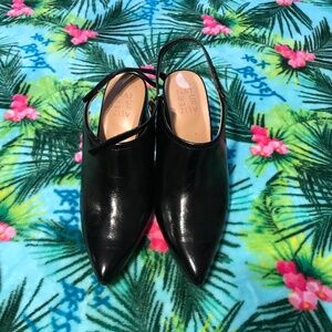 Black leather size ten naturalizer sling backs